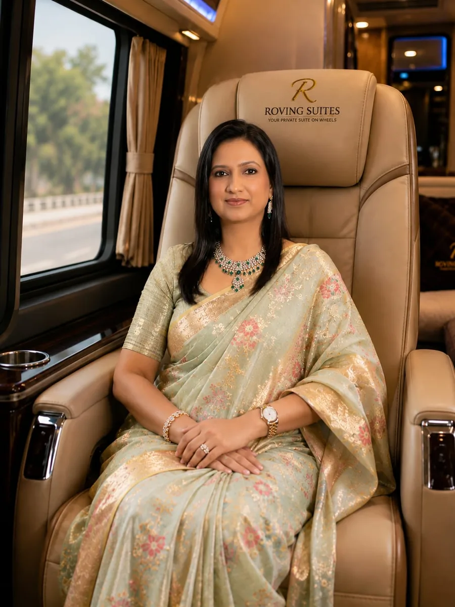 Premium recliner inside Roving Suites for a long-distance family pilgrimage journey from Delhi